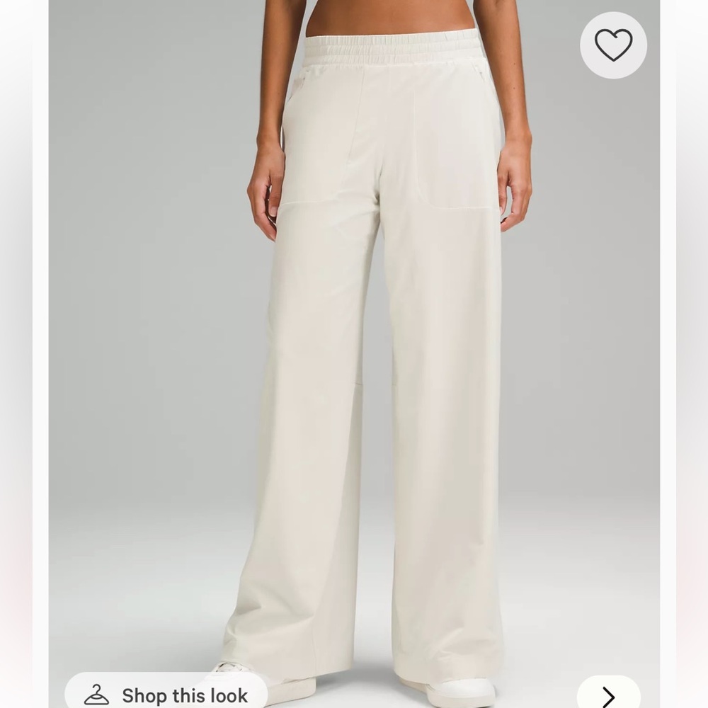 Lululemon Athletica Swift Mid Rise Wide-Leg Pants in Bone